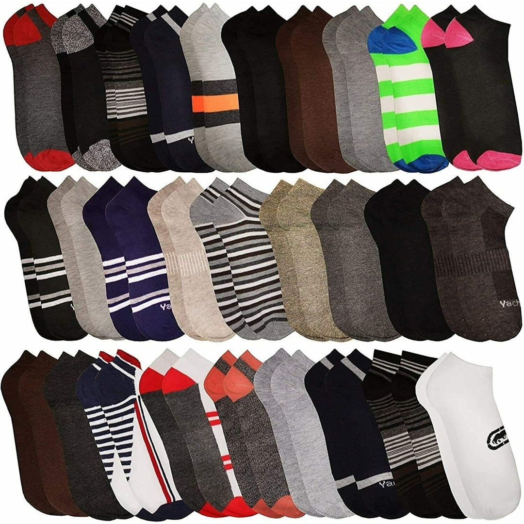 30 Pairs Mens Colorful Low Cut Ankle Socks Image 1