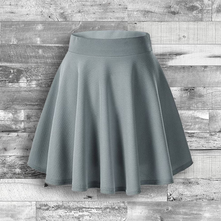 Basic Skater Skirt Women Grey Black Stretch Fabric Pull-On Comfortable Fit Image 1