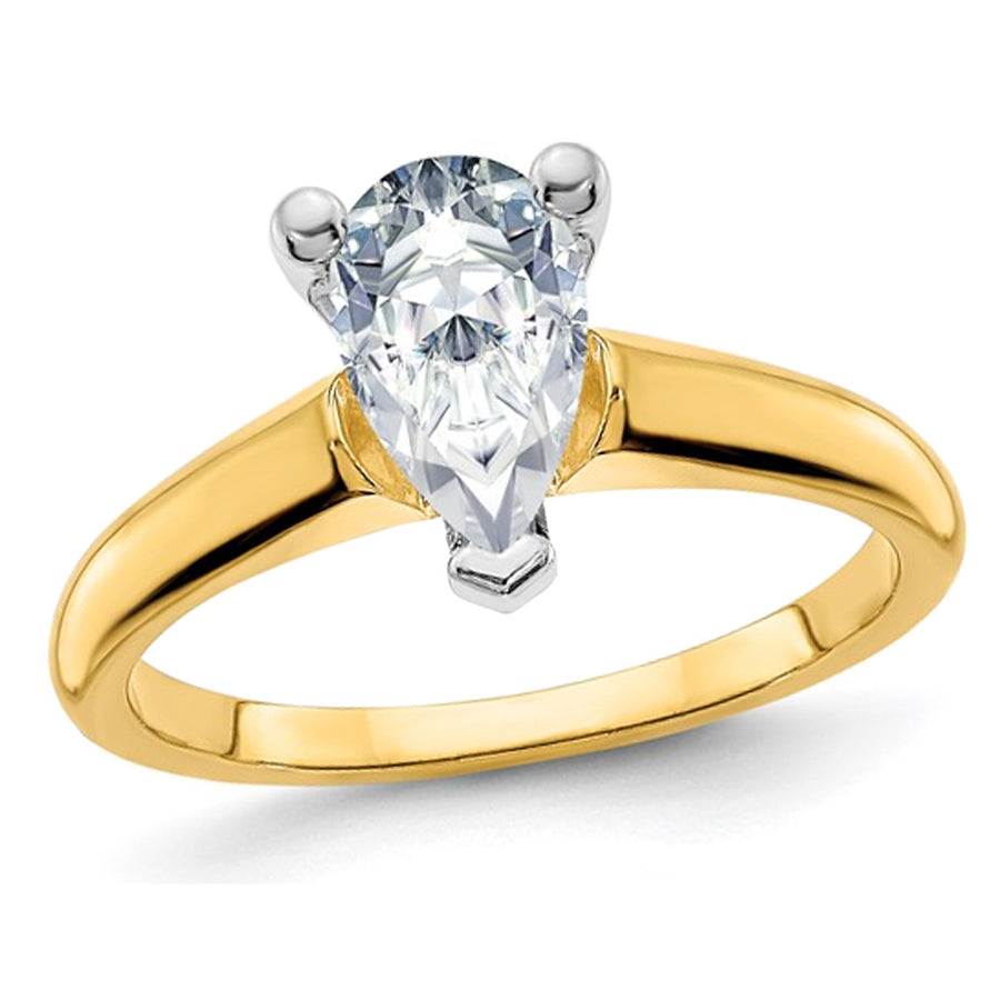 1.90 Carat (ctw Color D-E-F) Synthetic Pear-Cut Moissanite Solitaire Engagement Ring in 14K Yellow Gold Image 1