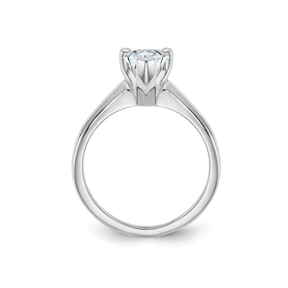 3.00 Carat (ctw Color D-E-F) Synthetic Pear-Cut Moissanite Solitaire Engagement Ring in 14K White Gold Image 3