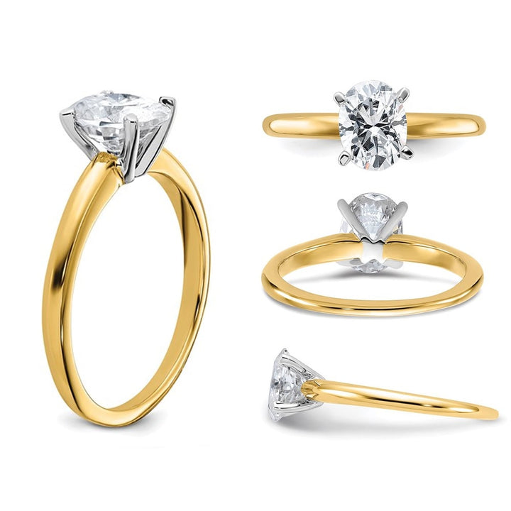 1 1/3 Carat (ctw Color G-H-I) Synthetic Oval Moissanite Solitaire Engagement Ring in 14K Yellow Gold Image 4