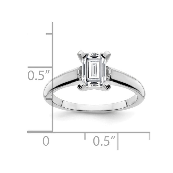 1.50 Carat (ctw Color G-H-I) Synthetic Emerald-Cut Moissanite Solitaire Engagement Ring in 14K White Gold Image 4