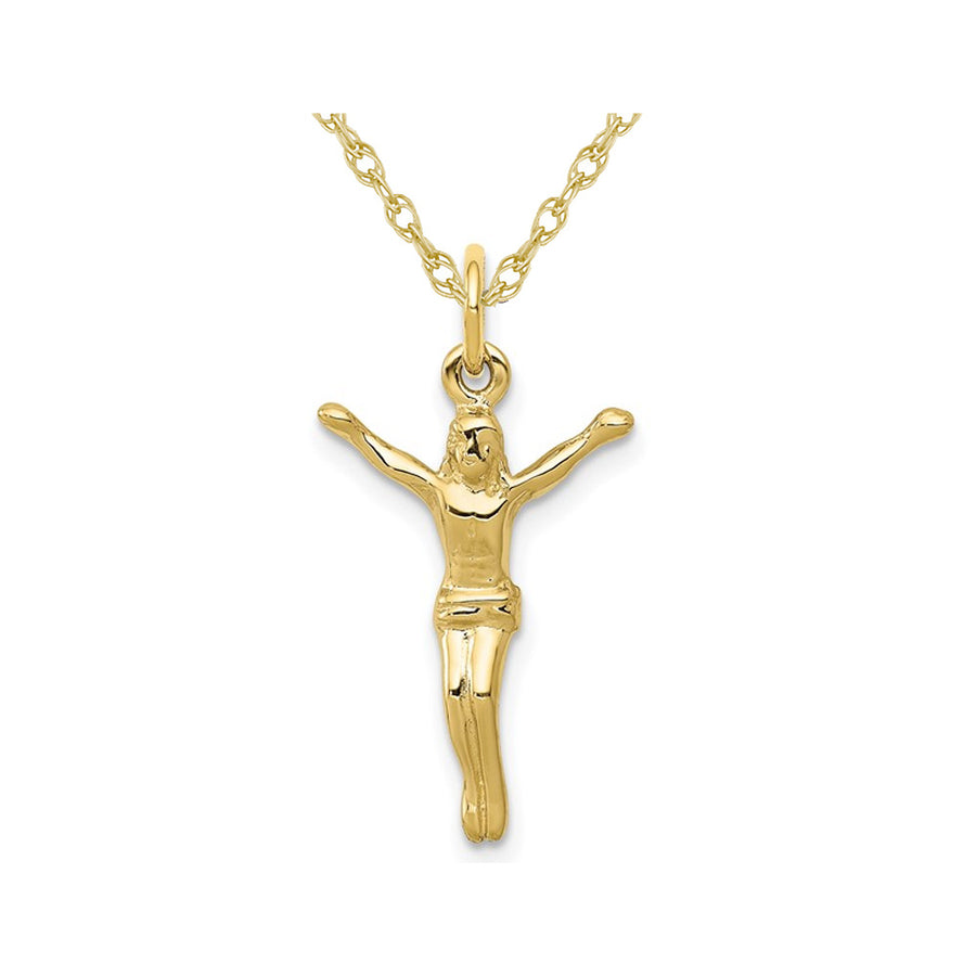 10K Yellow Gold Crucifix Charm Pendant Necklace with Chain Image 1