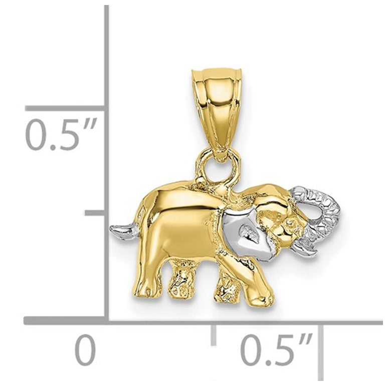 10K Yellow Gold Small Elephant Charm Pendant Necklace with Chain Image 2