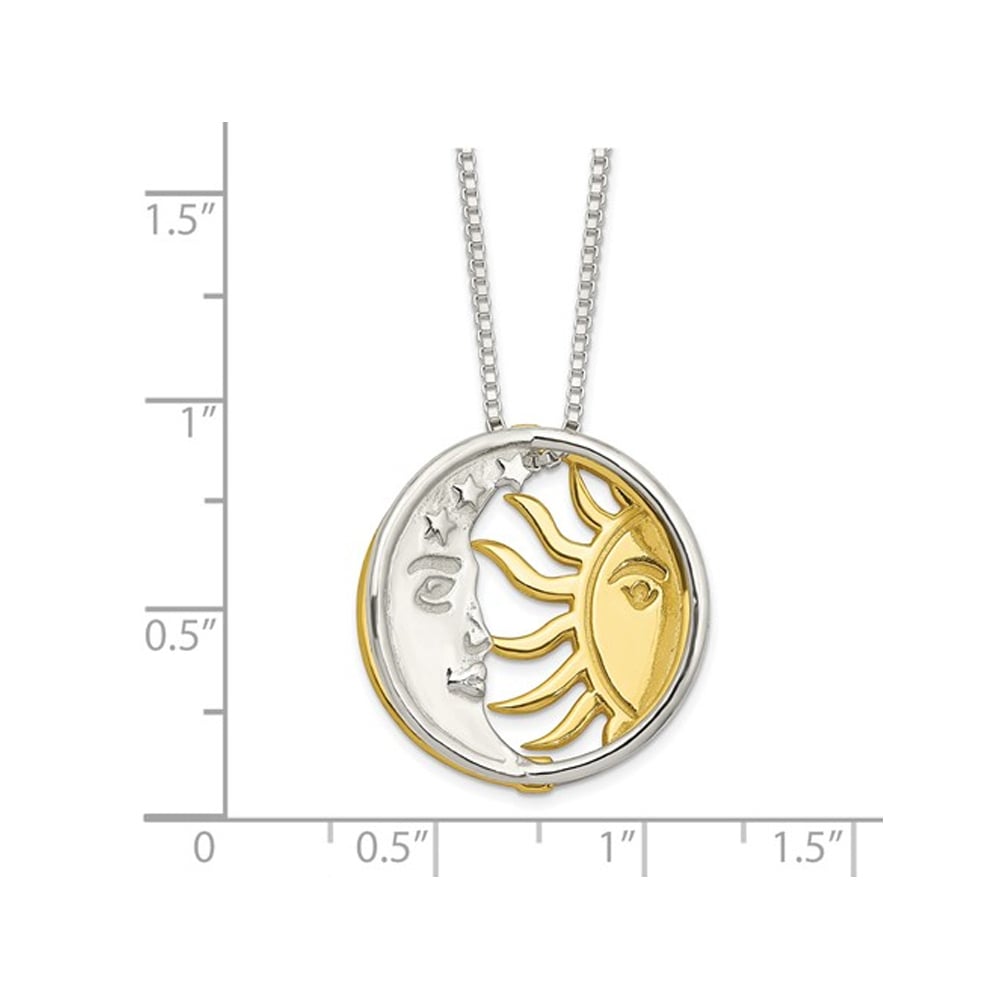 Sun and Moon Charm Necklace in Yellow Plated Sterling Silver Image 2