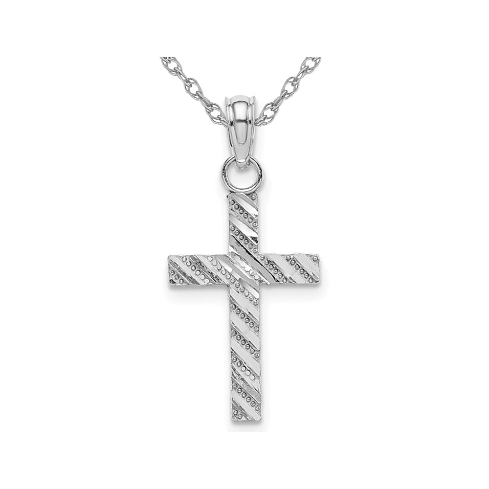 10K White Gold Cross Pendant Necklace with Chain Image 1