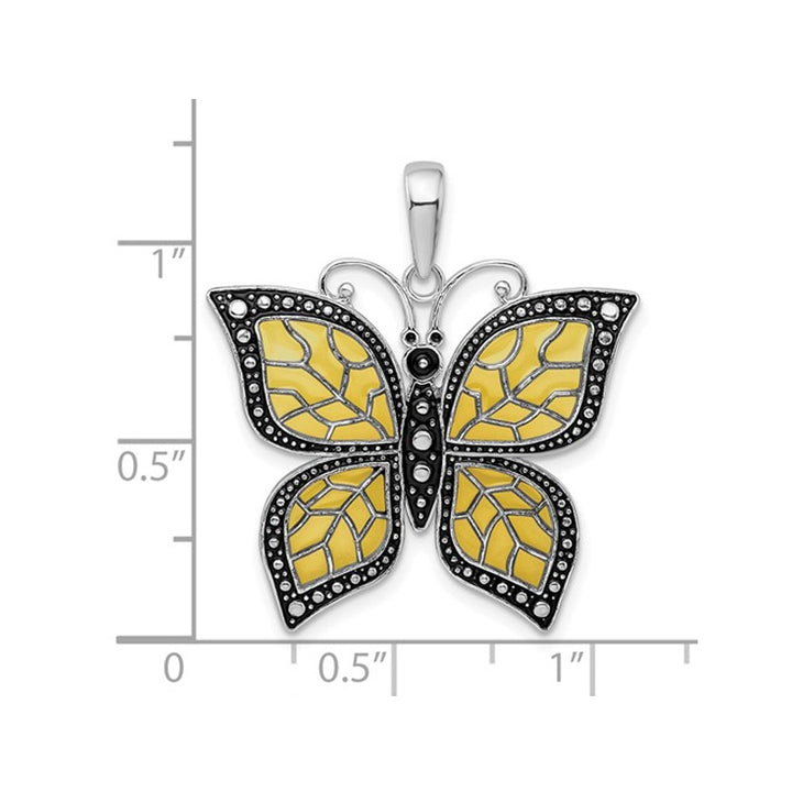 Yellow Butterfly Charm Pendant Necklace in Sterling Silver with Chain Image 3