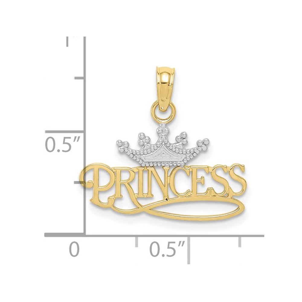 Princess with Crown Pendant Necklace in 10K Yellow Gold Image 3