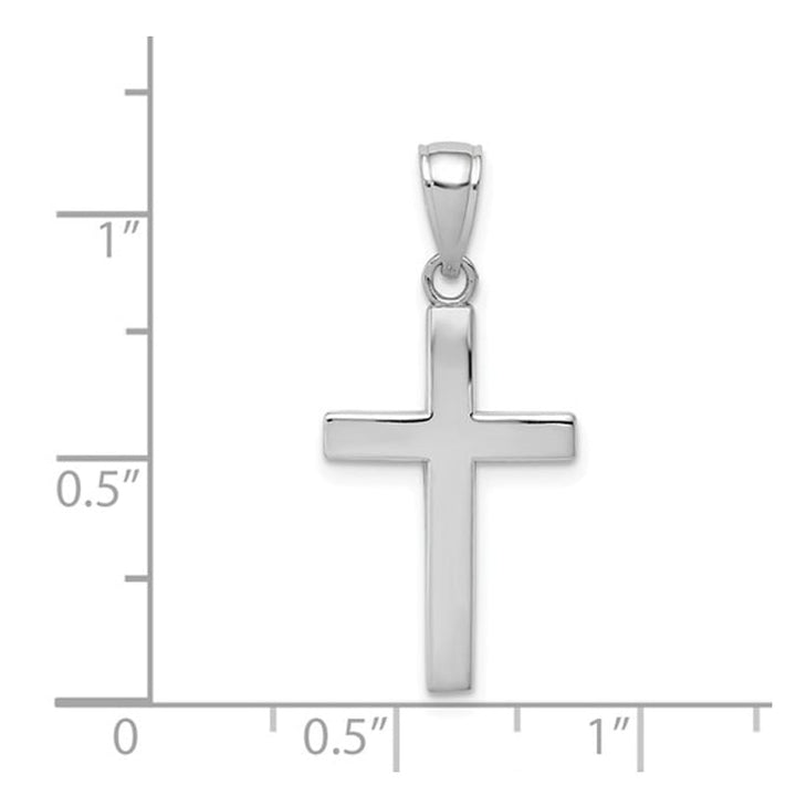 Polished Beveled Cross Pendant in 14K White Gold Image 2