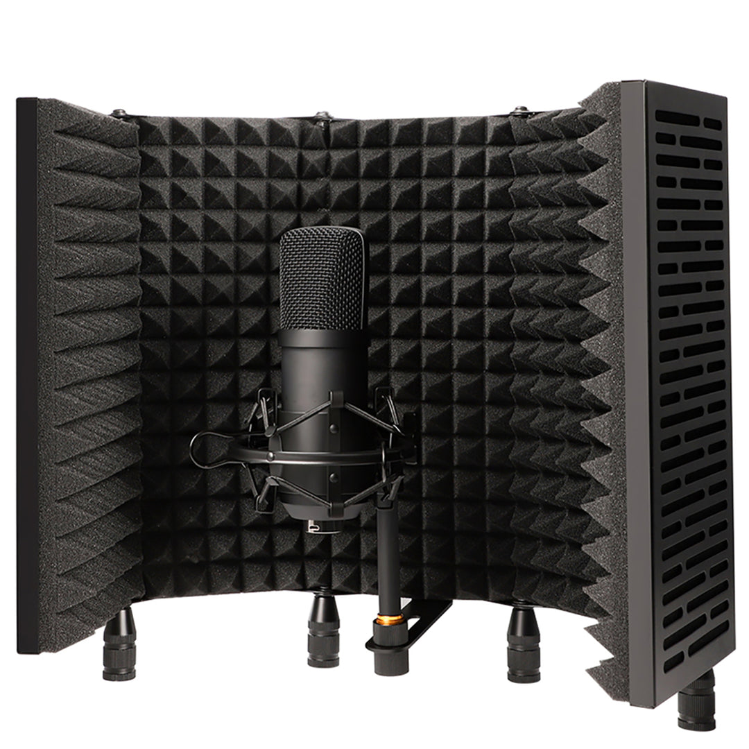 Technical Pro 5-Panel Professional Vocal Microphone Isolation Shield Portable Studio Mic Sound Absorbing Foam Reflector Image 1