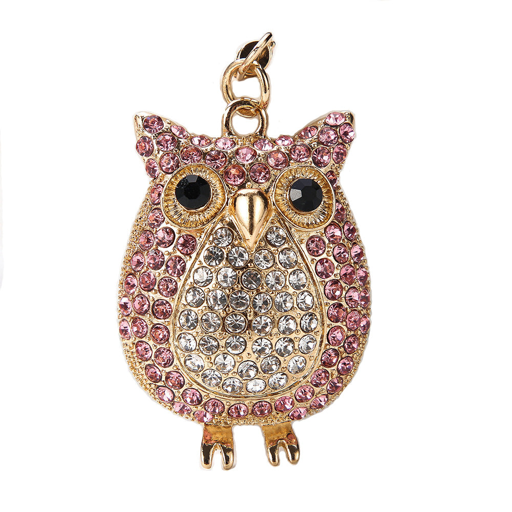 Gold Tone Owl Rhinestones Charm Keychain Car Key Chain with Key Rings for Women Girls Gifts Image 2