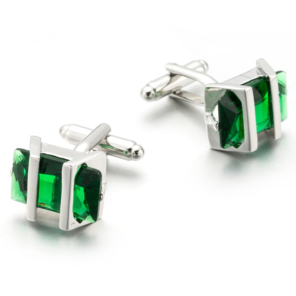 Jade Cufflinks Salt Creek Montana with Silver Bands Cuff Links Image 1