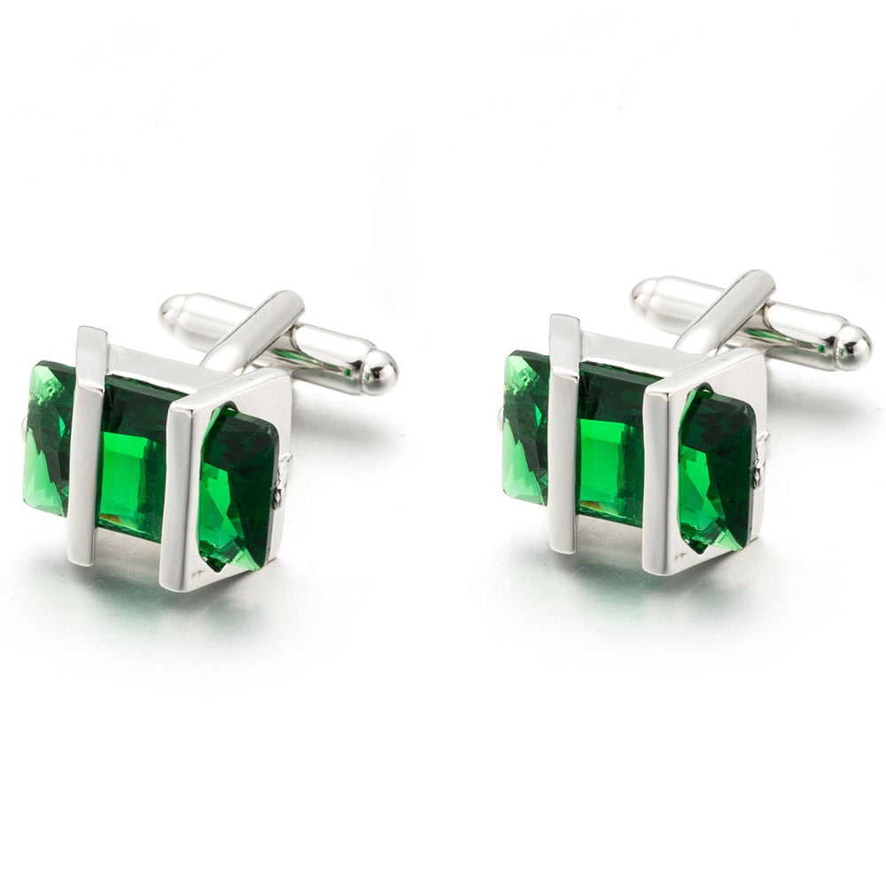 Jade Cufflinks Salt Creek Montana with Silver Bands Cuff Links Image 2