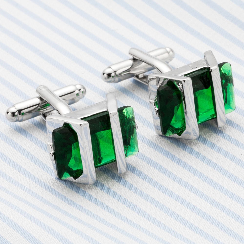 Jade Cufflinks Salt Creek Montana with Silver Bands Cuff Links Image 3