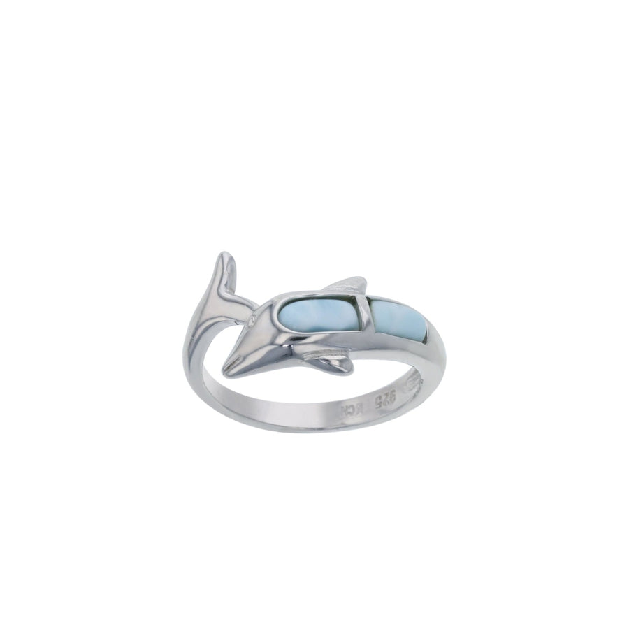 Sterling Silver Natural Larimar Dolphin Ring Image 1