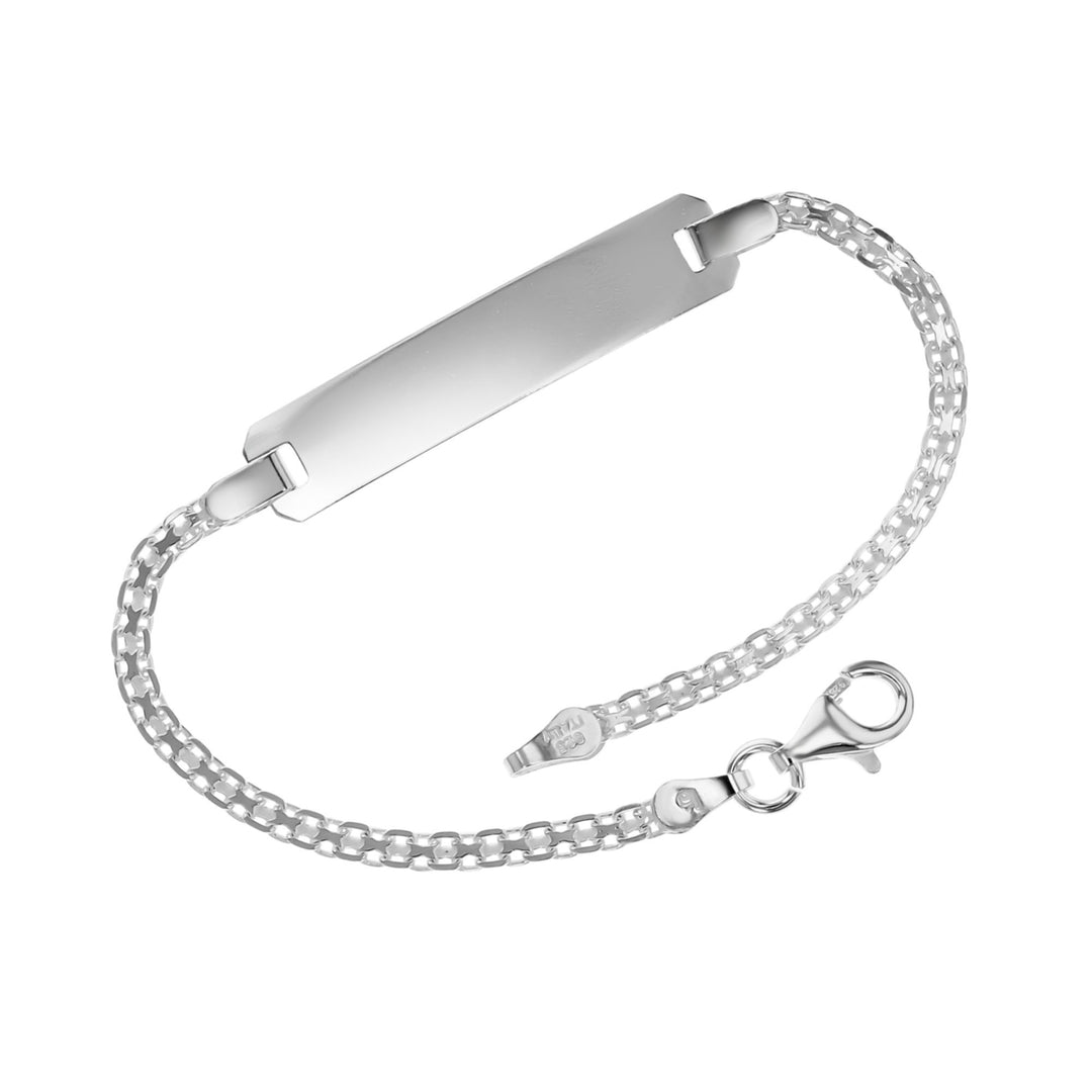 Sterling Silver 6 inch Bismark Link Baby ID Bracelet Image 1