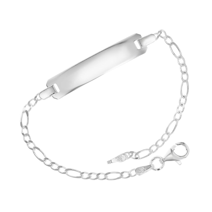 Sterling Silver 6 inch Figaro Link Baby ID Bracelet Image 1