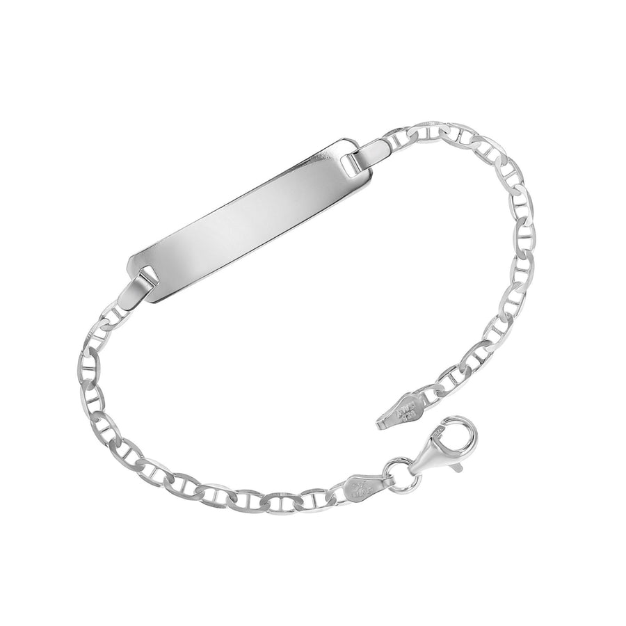 Sterling Silver 6 inch Marina Link Baby ID Bracelet Image 1