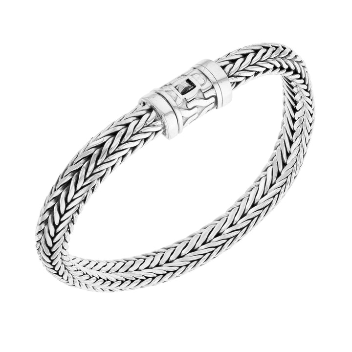 Sterling Silver 8.5mm Classic Woven Mens Bali Bracelet 9" Image 1