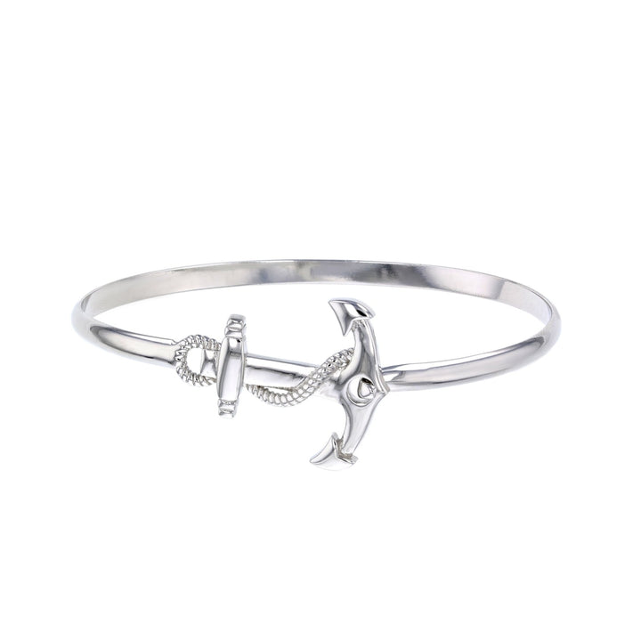 Sterling Silver Anchor Nautical Bangle Bracelet Image 1