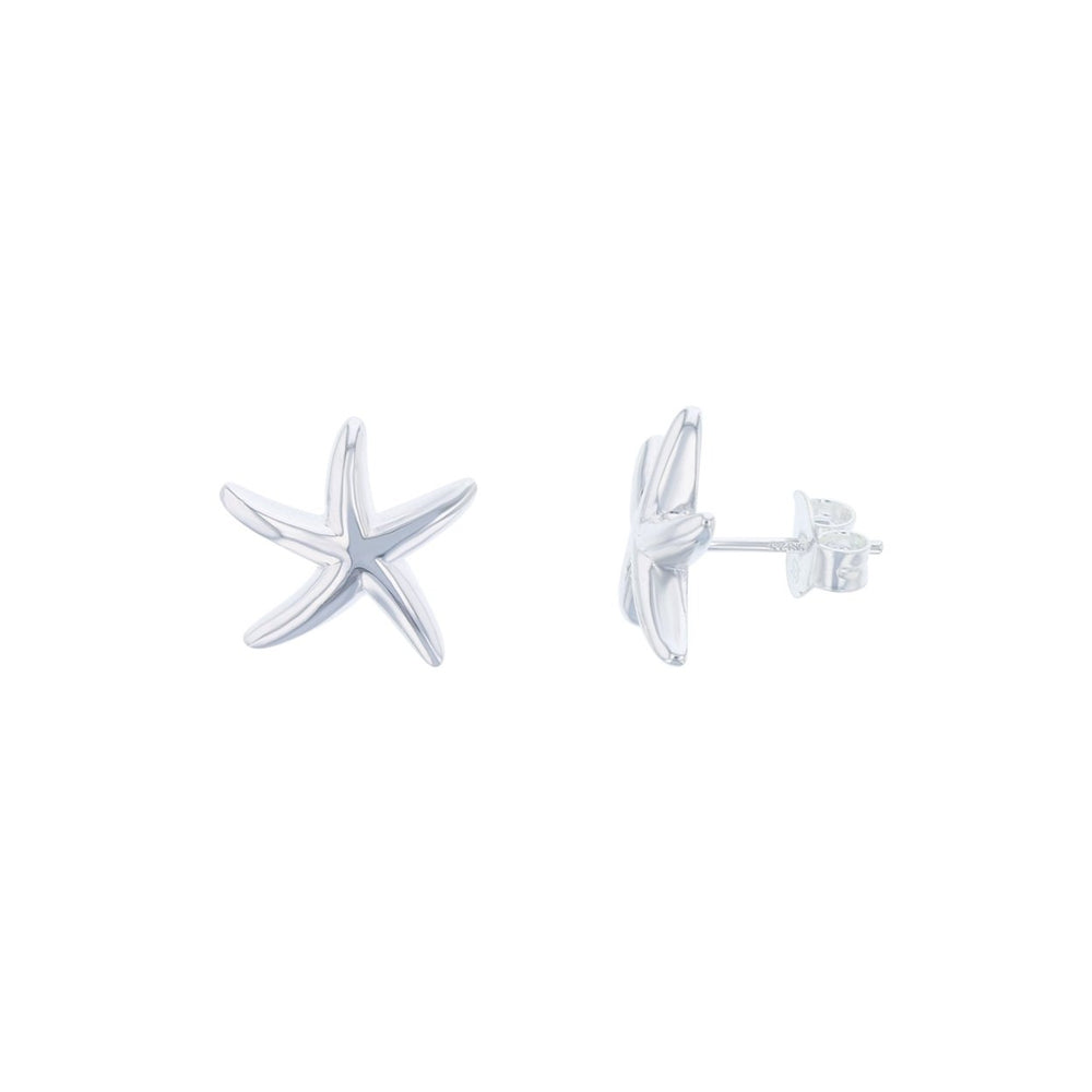 Sterling Silver Anti-Tarnish Plain Starfish Earring Image 2