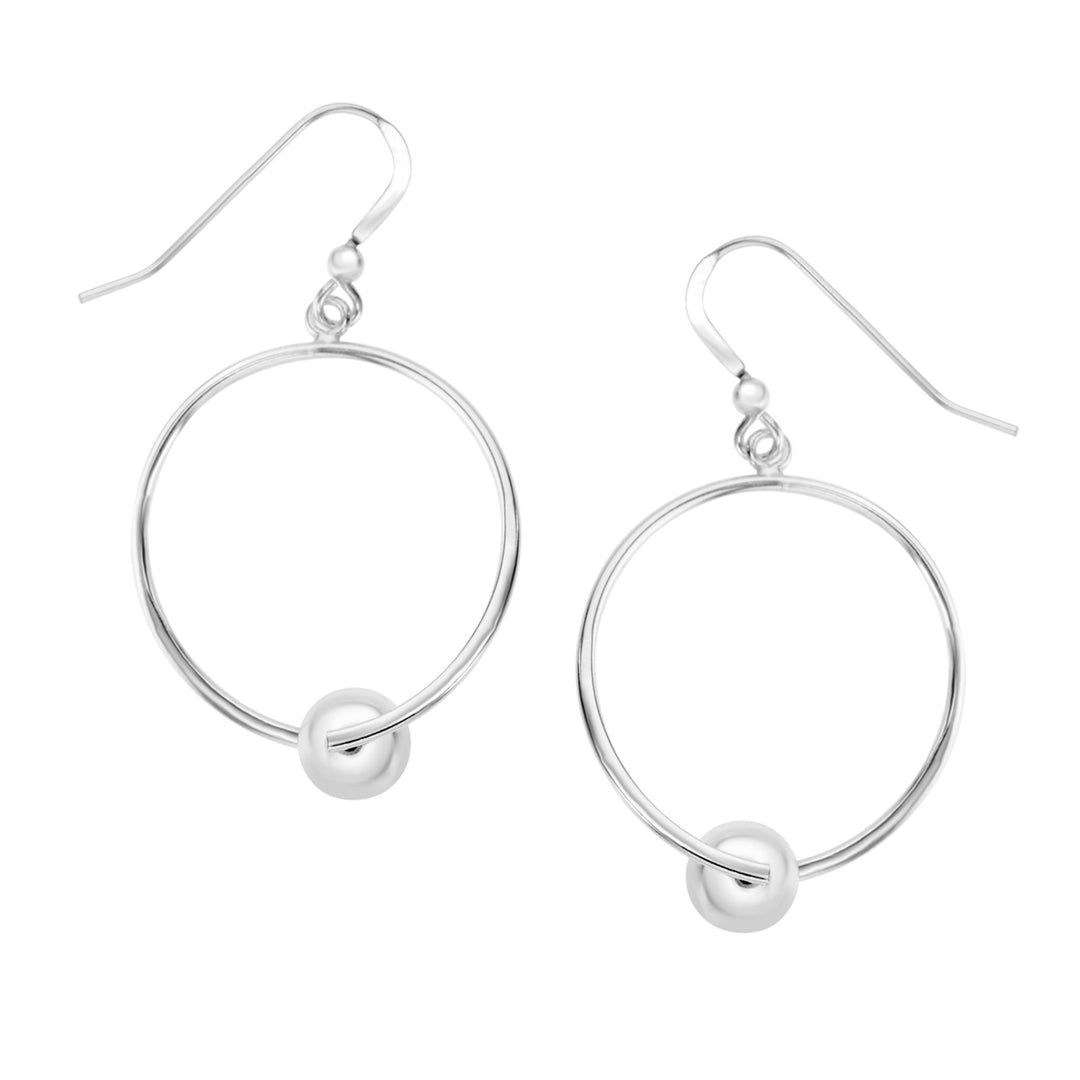 Sterling Silver Ball On Circle Admirable Dangle Earrings Image 2