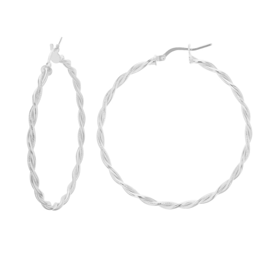 Sterling Silver Braided Wire Impressive Hoops Image 1