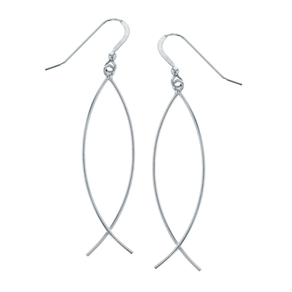 Sterling Silver Brilliant Criss Cross Long Earrings Image 2