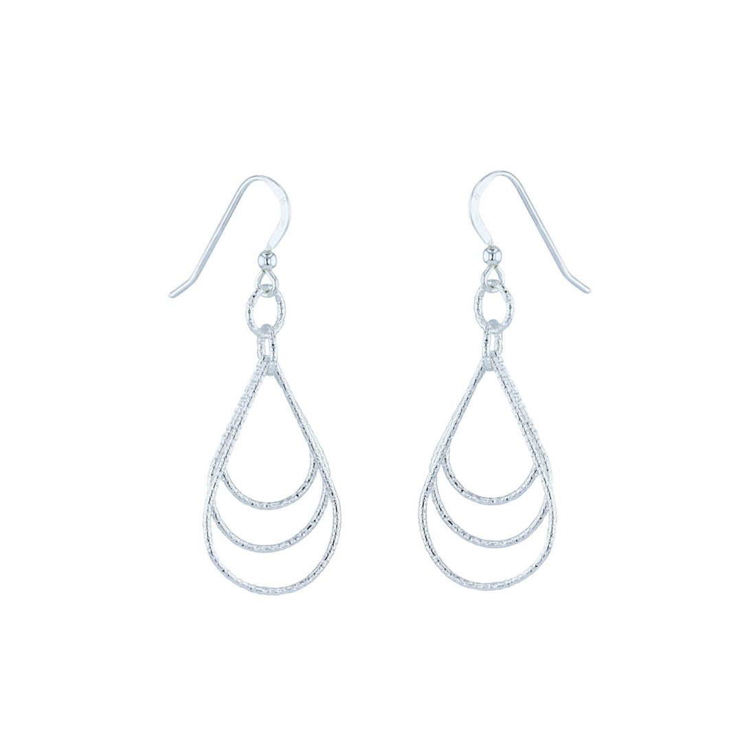 Sterling Silver Brilliant Triple Teardrop Dangle Earrings Image 2