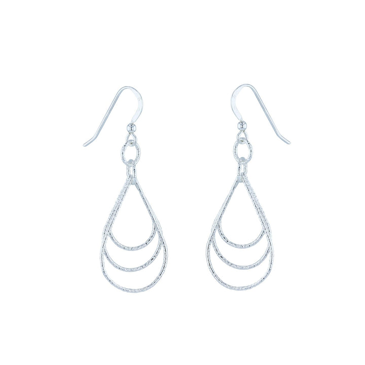 Sterling Silver Brilliant Triple Teardrop Dangle Earrings Image 2