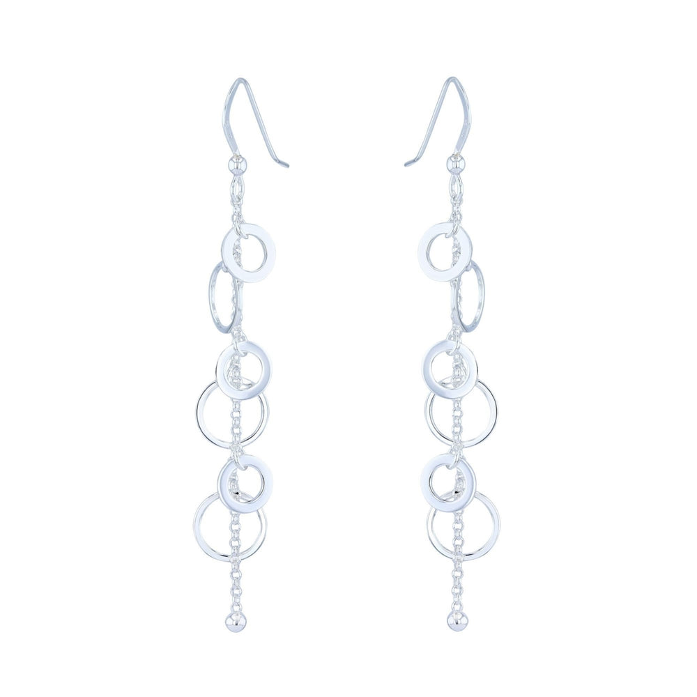 Sterling Silver Classy Multi Circle Dangle Earrings Image 2