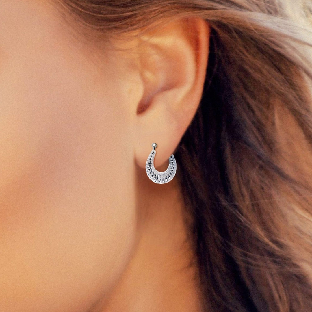 Sterling Silver Classic Shrimp Hoop Earring Image 1