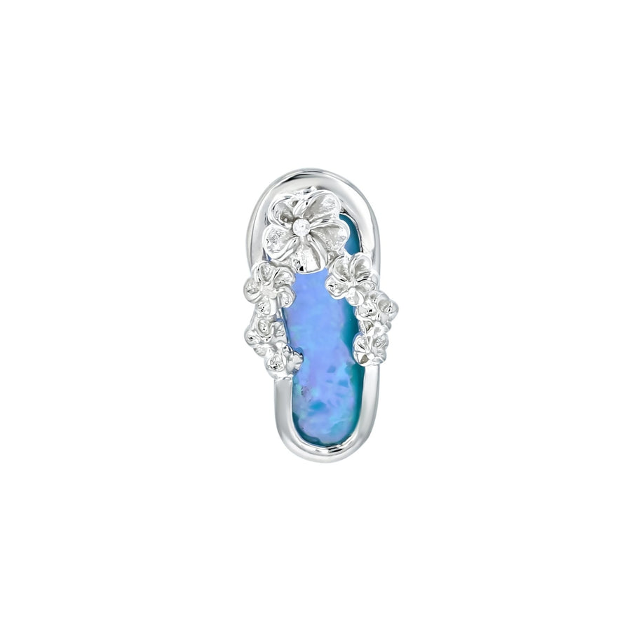 Sterling Silver Created Blue Opal Floral Flip-Flop Pendant Necklace Image 1