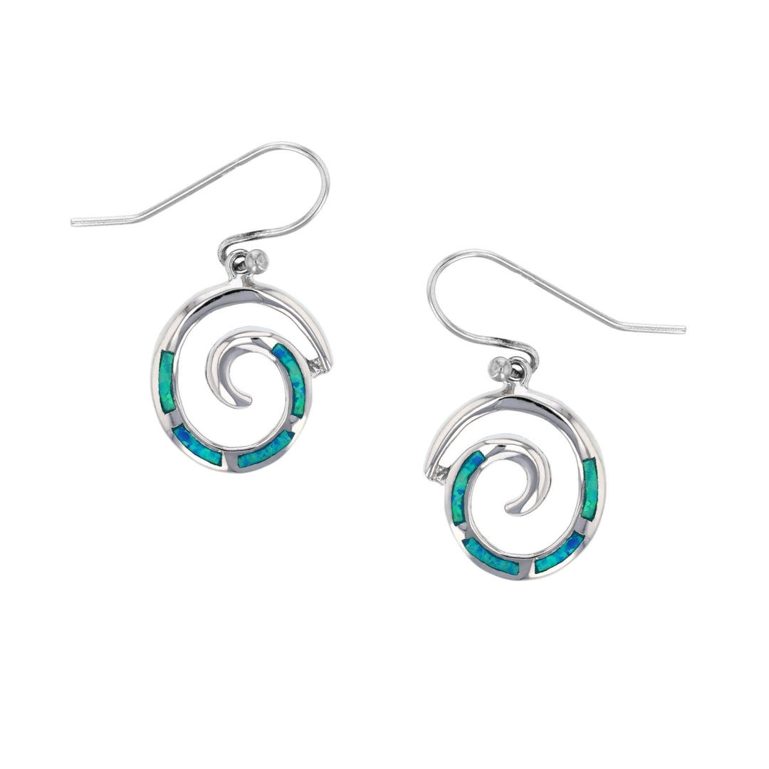 Sterling Silver Created Blue Opal Swirl Dangle Earrings Image 1