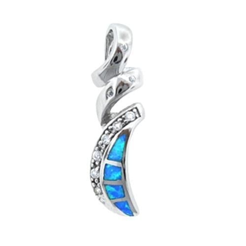 Sterling Silver Created Blue Opal Swirl Pendant Necklace Image 1