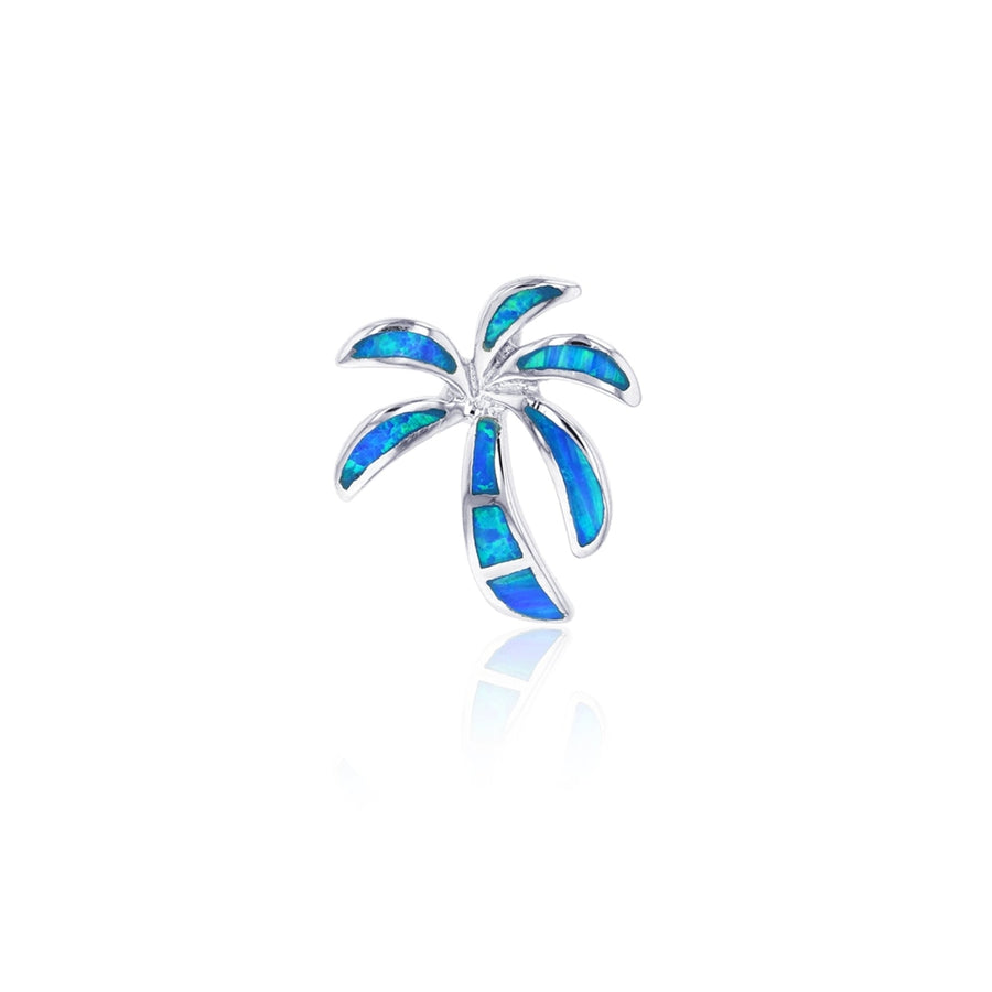 Sterling Silver Created Blue Opal Palm Tree Pendent Image 1