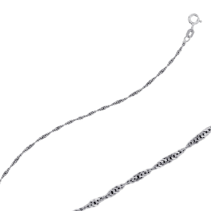 Sterling Silver Singapore 1.3 mm Thick Chain Necklace. Various Lenghts. Made in Italy Image 1