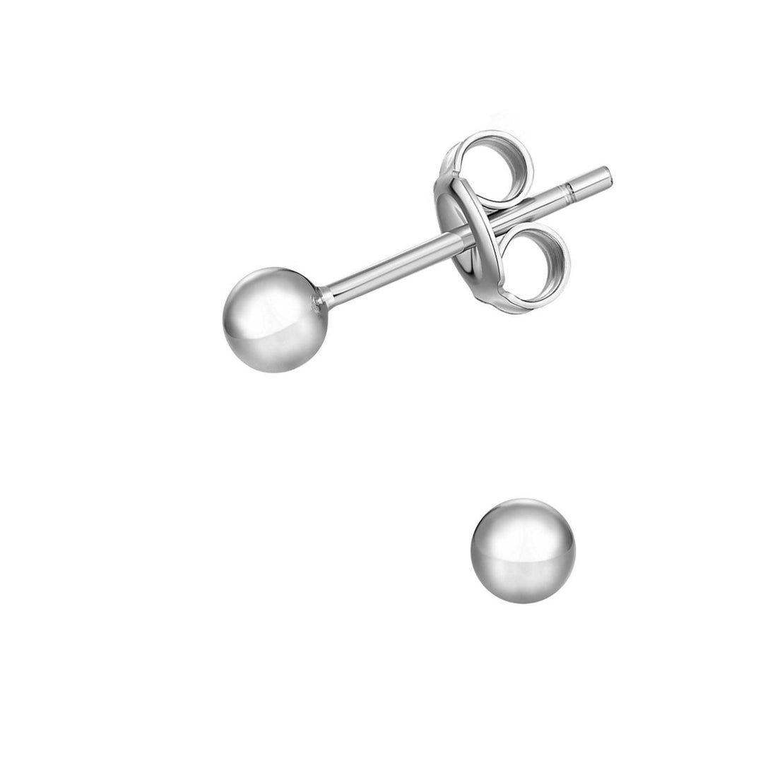 Sterling Silver Round Ball Stud Earring - Various Sizes Image 2