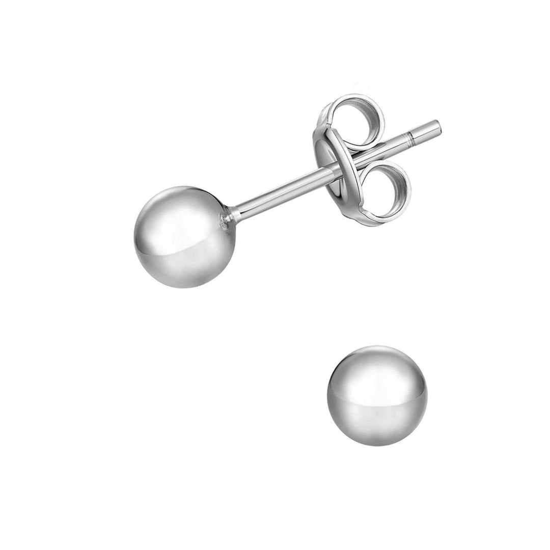 Sterling Silver Round Ball Stud Earring - Various Sizes Image 3