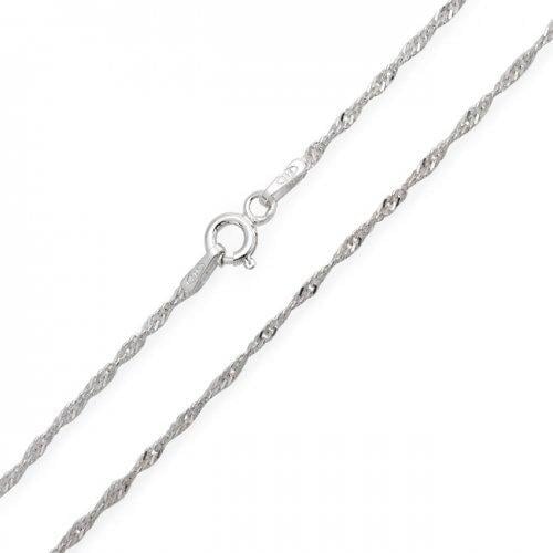 Sterling Silver Singapore 1.3 mm Thick Chain Necklace. Various Lenghts. Made in Italy Image 2