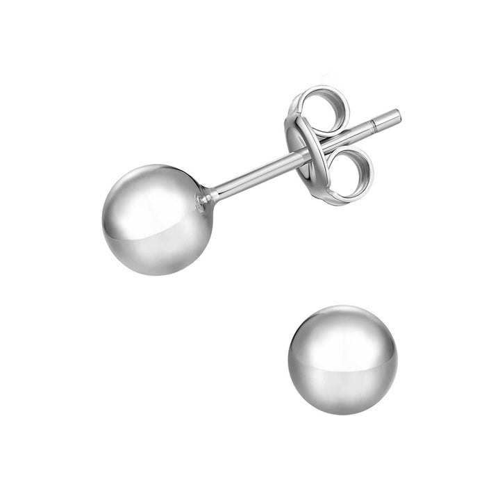 Sterling Silver Round Ball Stud Earring - Various Sizes Image 4