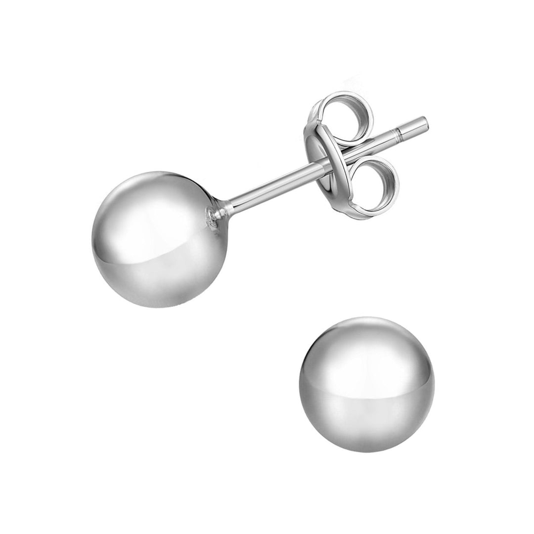 Sterling Silver Round Ball Stud Earring - Various Sizes Image 7