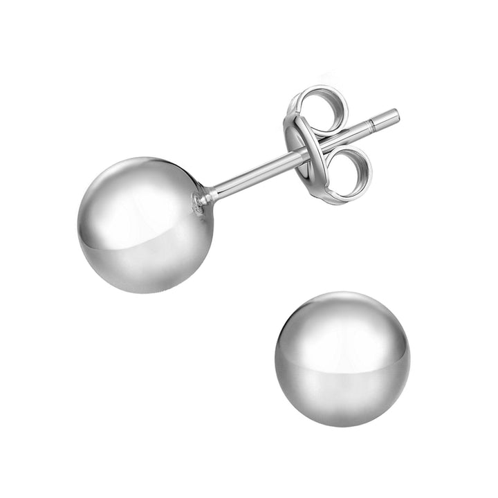 Sterling Silver Round Ball Stud Earring - Various Sizes Image 8