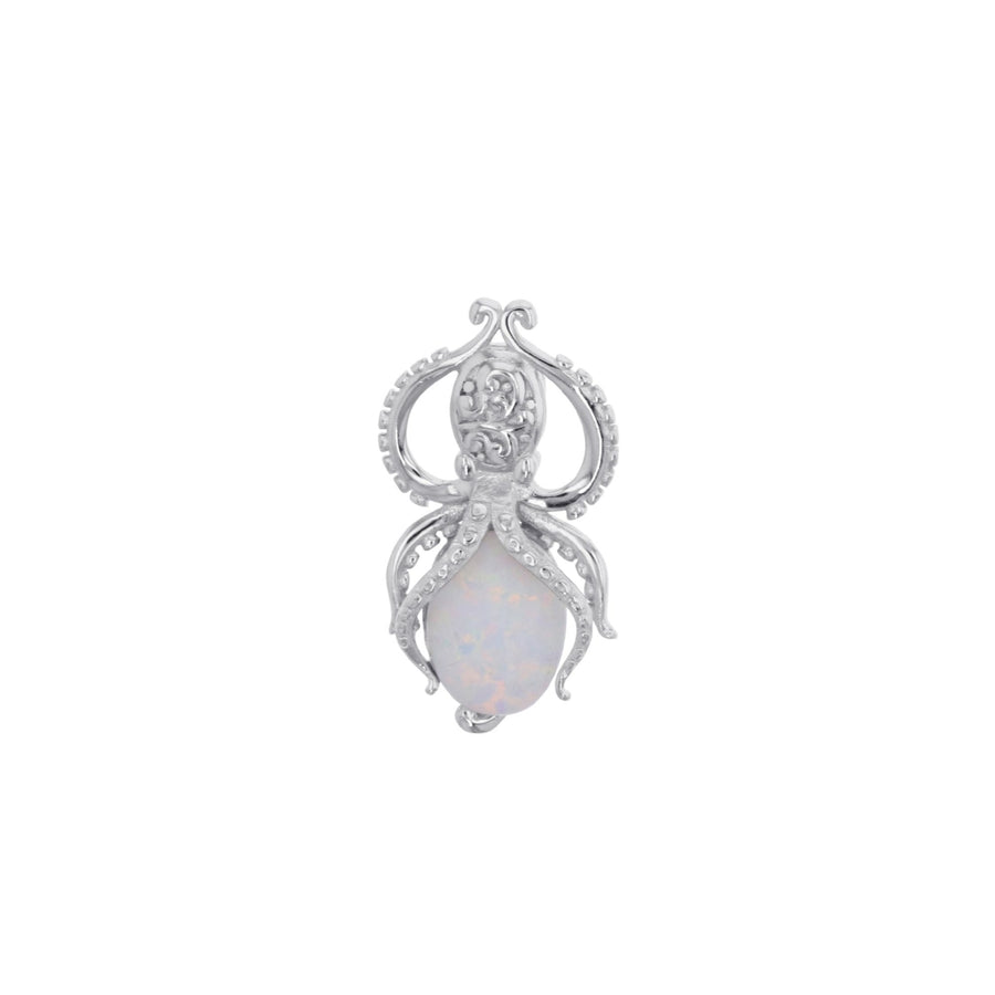 Sterling Silver Created White Opal Octopus Pendant Image 1