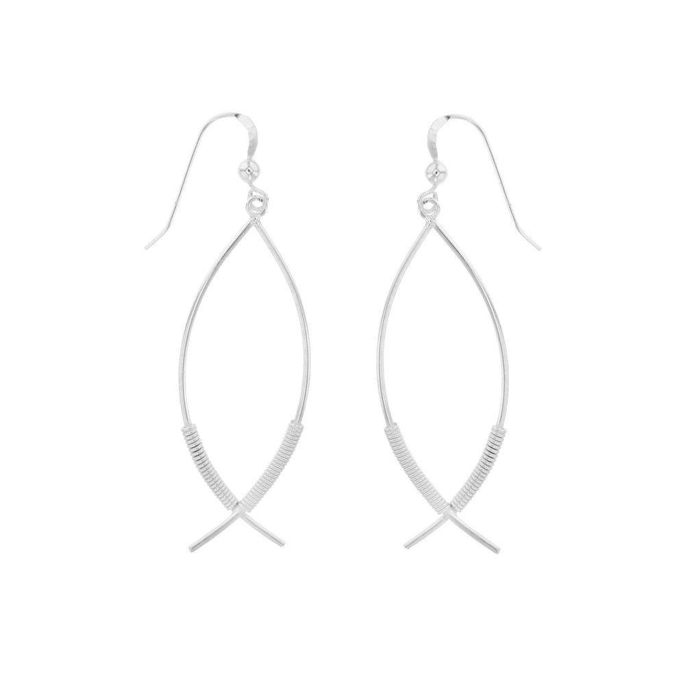 Sterling Silver Criss Cross Fancy Earrings Image 2