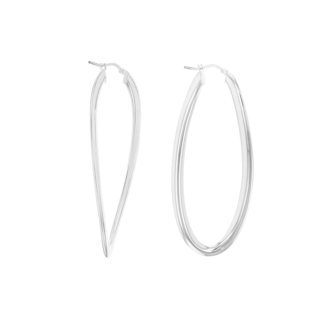 Sterling Silver Curved Oval Classy Hoops Image 1