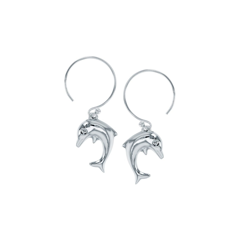 Sterling Silver Cute Dolphin Earring Image 2