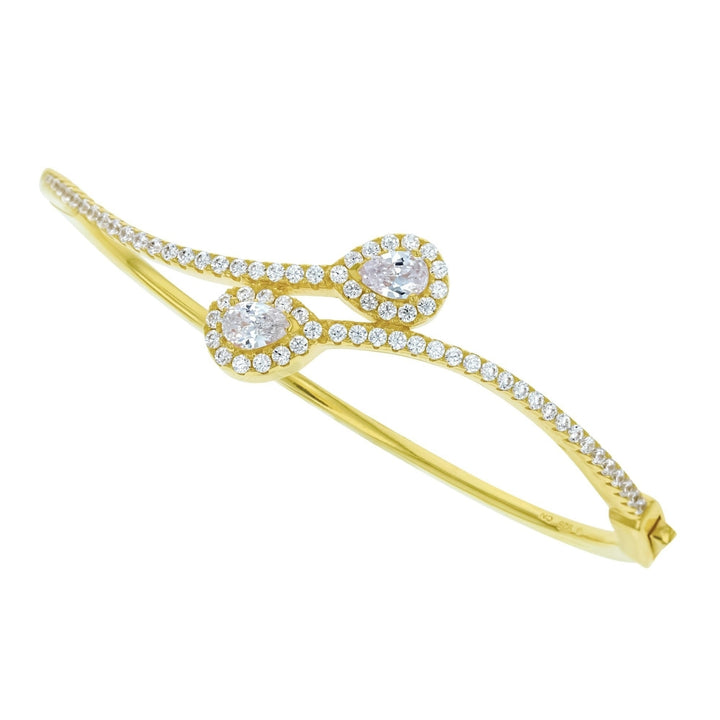 Sterling Silver CZ Intercross Pave Gold Plated Bangle Bracelet Image 1