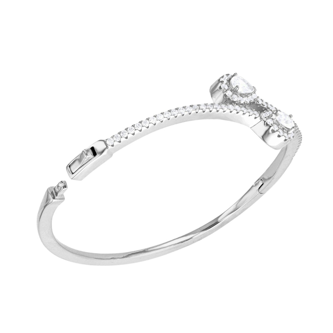 Sterling Silver CZ Intercross Pave Bangle Bracelet Image 2