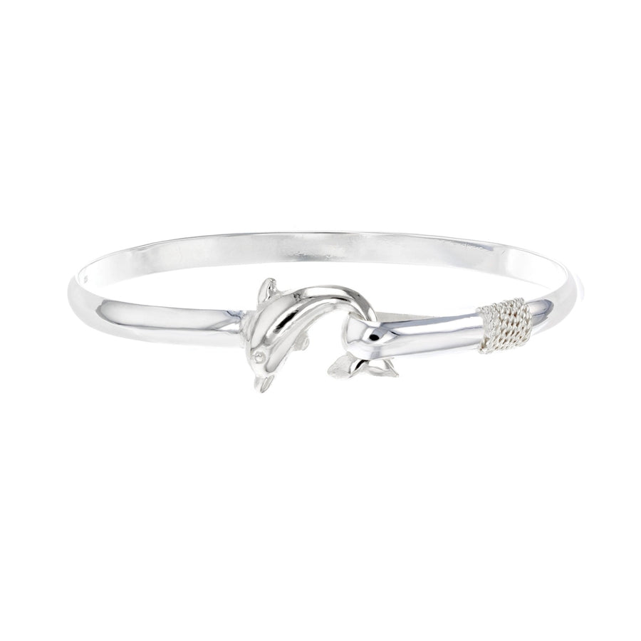 Sterling Silver Dolphin Nautical Silver Bangle Bracelet Image 1